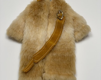 Vtg 70s Barbie Doll #3434 Fun Fur Faux Fur Coat & Belt