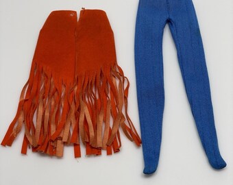Vintage 70s Barbie Doll Turtle & Tights #3426 Fringed Skirt  Tights