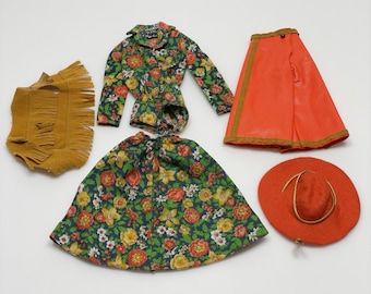 Vtg 70s Barbie Doll Gaucho Gear #3436 Outfit Clothes Hat Pants Vest Dress Shirt