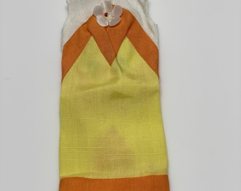 Vintage 60s Barbie #1460 Tropicana Orange and Yellow Dress with Flower