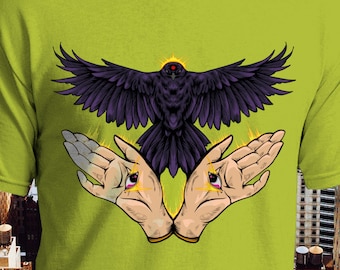 Third Eye Chakra Raven Evil Eye Hamsa Shirt Strong and Meditative