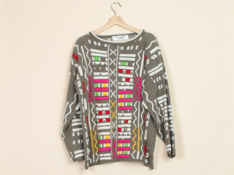 80s 90s Clothing 1X Vintage Kitty Hawk Vivian Wang Beaded Sweater Women/'s Clothing