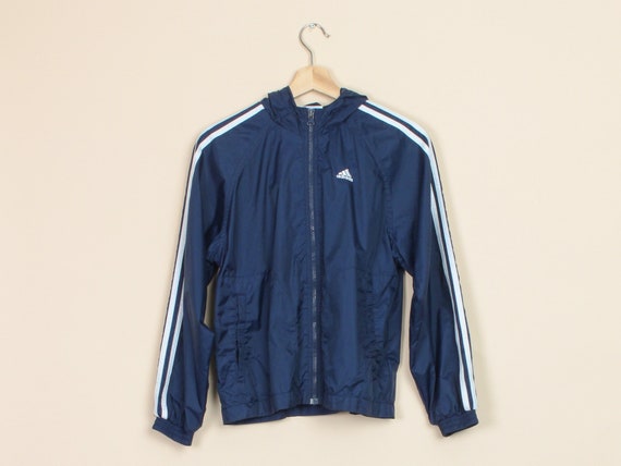 Vintage 90s Adidas Windbreaker, Graphite Blue Sport Jacket Vintage 90s Adidas Windbreaker, Graphite Blue Sport Jacket