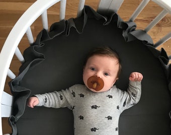 Sábana Bajera de Lino con Maxi Volantes para Stokke