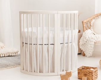 Sábana bajera ajustable de lino con pliegues para cama Stokke