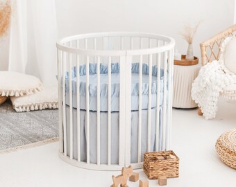 Drap-housse en lin naturel avec maxi volants pour Stokke