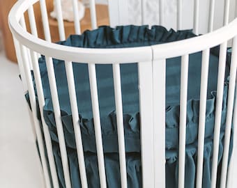 Sábana Bajera Bajera de Lino Natural con Maxi Volantes para Cuna Stokke