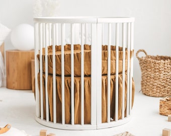 Linen Fitted Sheet with Pleats for Stokke Crib