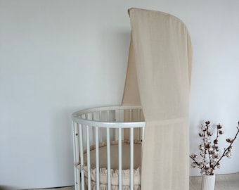 Cremefarbener Leinen Schleier für Stokke Krippe