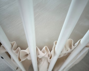Drap-housse en lin naturel à mini volants pour lit bébé Stokke