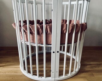 Natural Linen Fitted Sheet with Maxi Ruffles for Stokke