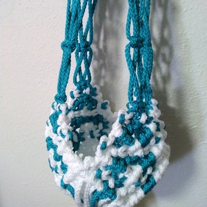 Boho Plant Hanger, Indoor Plant Hanger, Handmade Plant Hanger, Hippie Plant Hanger, Blue and White Hangers, Potted Plant Hanger