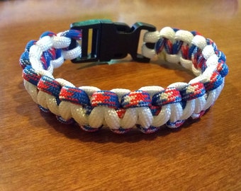 USA Paracord Bracelet, Patriotic Cobra Knot, Military Grade