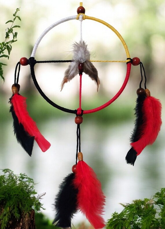 Red Feather Medicine Wheel, Native American Art, Beaded Decor, Tribal Art, Sacred Wheel, Native American Decor, Home Wall Decor