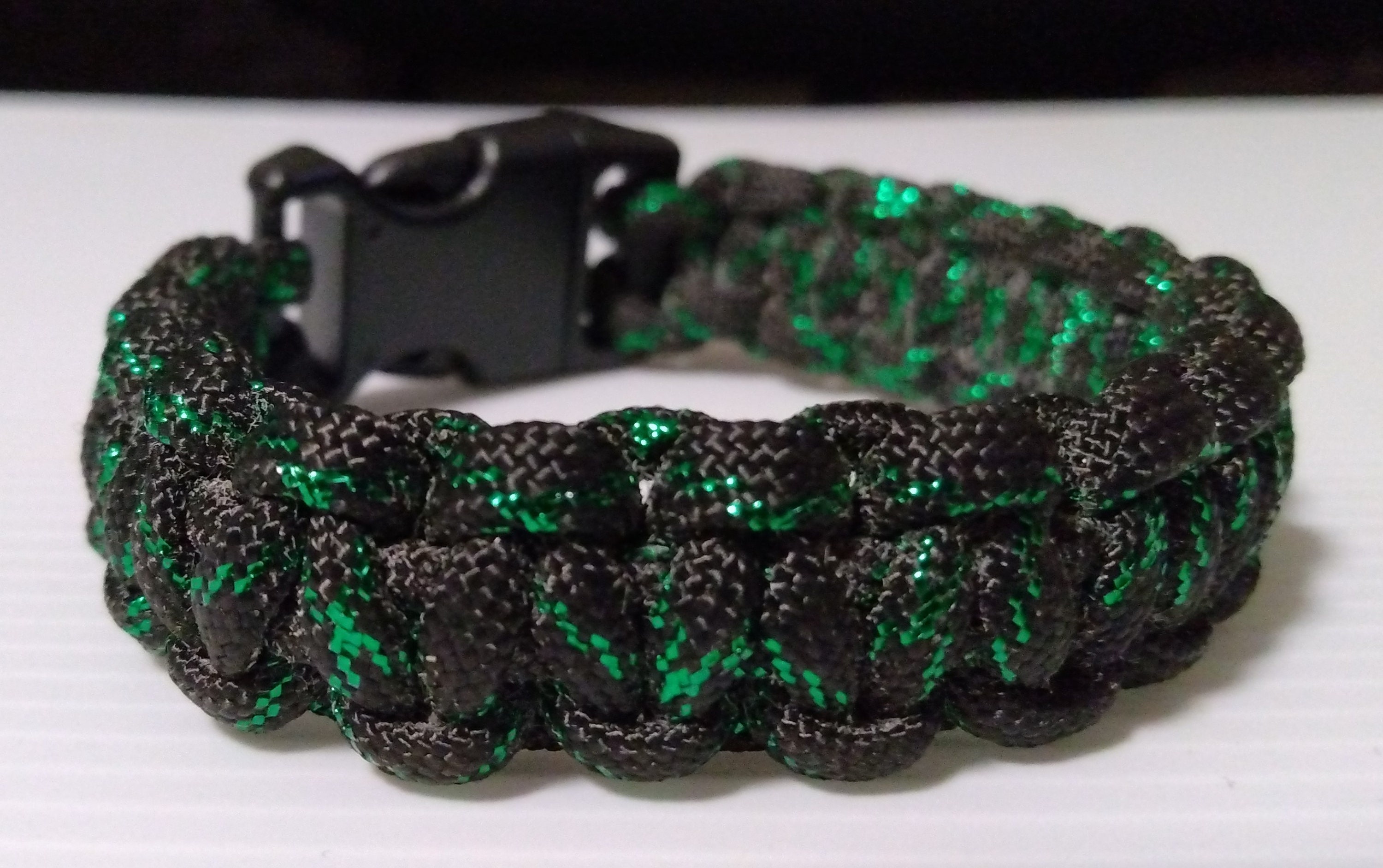 Engineered Green and Black Paracord Survival Bracelet, Extra Sturdy, Best  Fit and Comfort