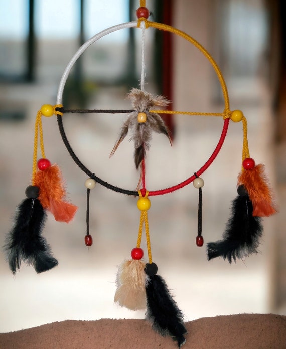 Native American Medicine Wheel, Native American Art, Dream Catchers, Tribal Art, Sacred Wheel, Native American Decor, Feather and Bead Decor