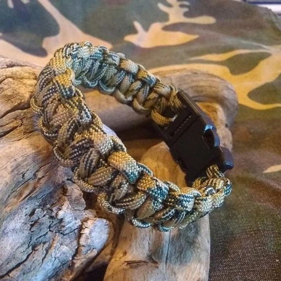 330 Paracord Parachute Cord Military Survival Bracelet with Whistle  Woodland Camo