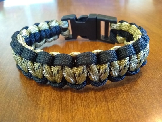 Paracord Desert Camo Black Outline Bracelet, Hunter Wear, Survival Bracelet, Ex Small to Ex Large Sizes, Outdoor Wear, Camo Gifts