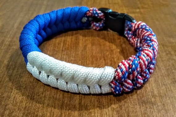 All American Paracord Fishtail Bracelet, Paracord, Patriotic Gifts, Independence Gifts, Support USA, Ex Small to Ex Large Sizes