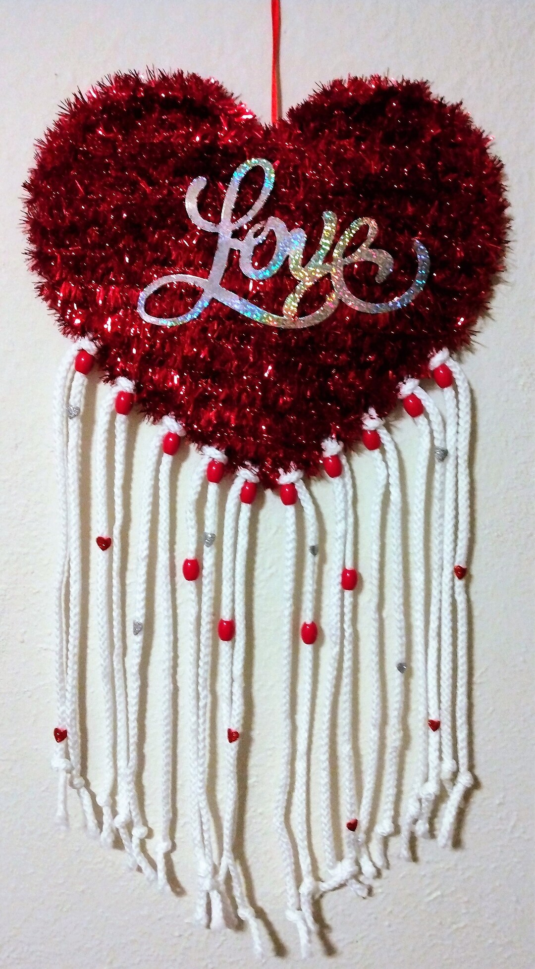 Red Heart Wall Decor, Valentine's Boho Decor, Heart Wall Art, Gifts for
