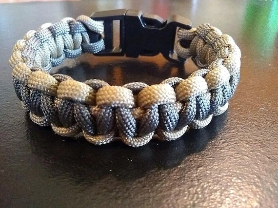 Paracord Charcoal with Sage Outline Bracelet, Hunter Accessory, Hiker Wear, Ex Small to Ex Large Sizes, Outdoor Wear, Camo Gear