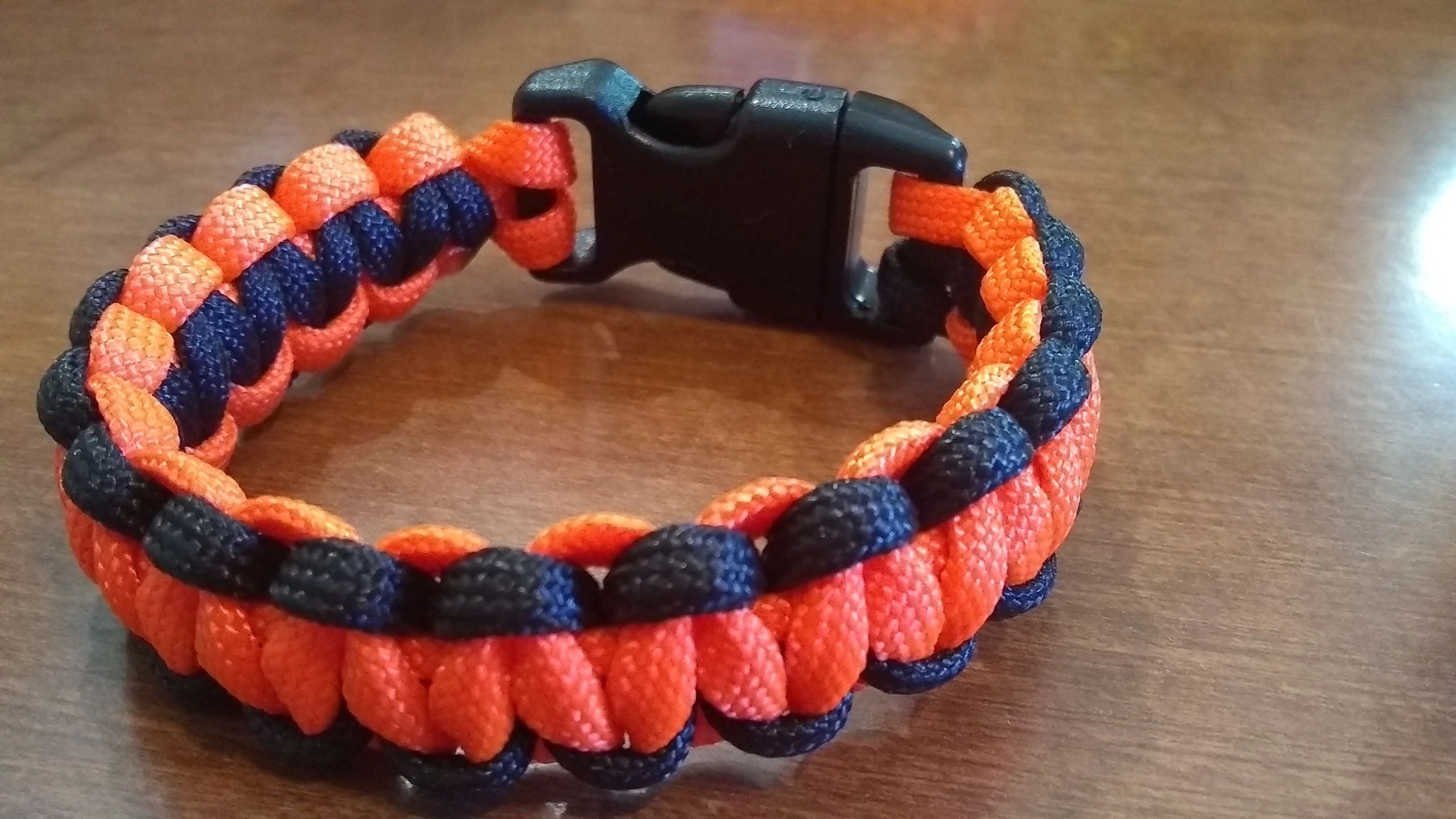 550 Paracord Orange and Black Bracelets, Extra Small to Extra Large