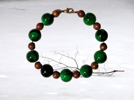 Green Tiger Eye Stone Bead Bracelet, Weng Black Ebony Beaded Bracelet, Gifts for Friends, Gift for Everyone