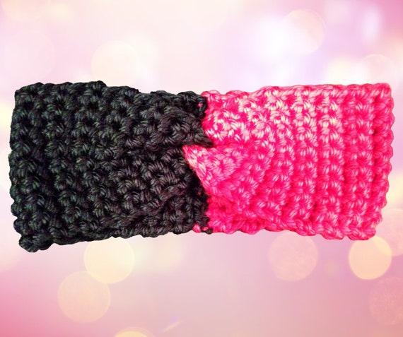 Hot Pink Ear Warmers, Crochet Winter Head Wear, Fashion Head Bands, Crocheted Head Wrap, Warm Head Wear, Warm Gifts