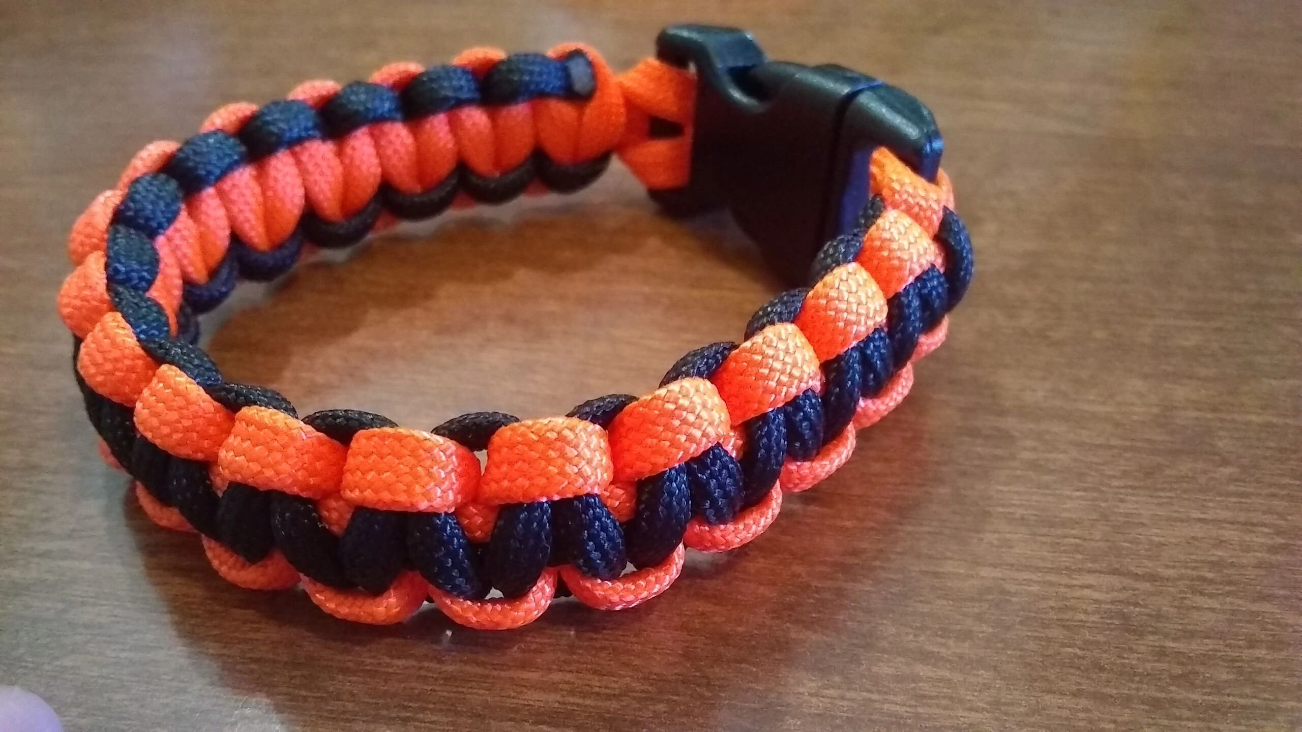 550 Paracord Orange and Black Bracelets, Extra Small to Extra Large