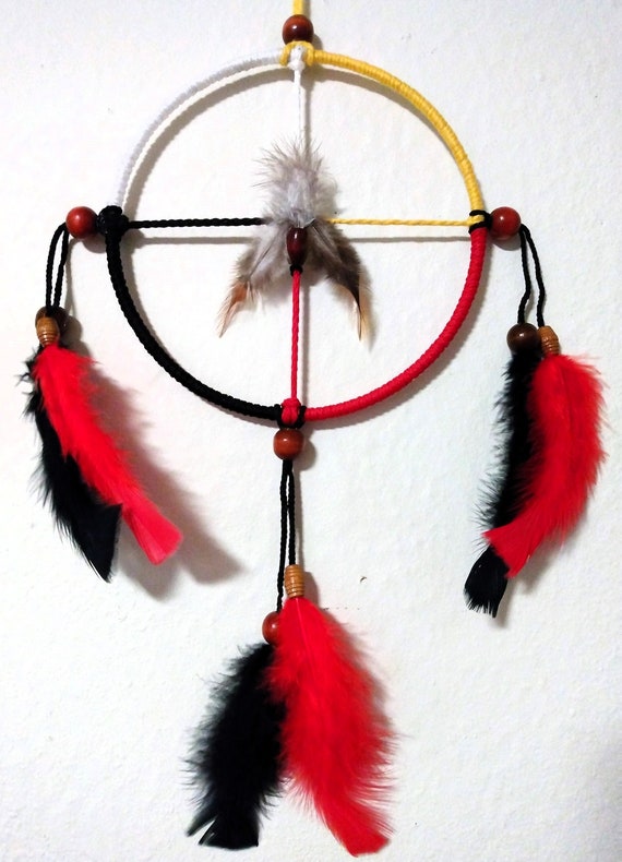 Red Feather Medicine Wheel, Native American Art, Beaded Decor, Tribal Art, Sacred Wheel, Native American Decor, Home Wall Decor