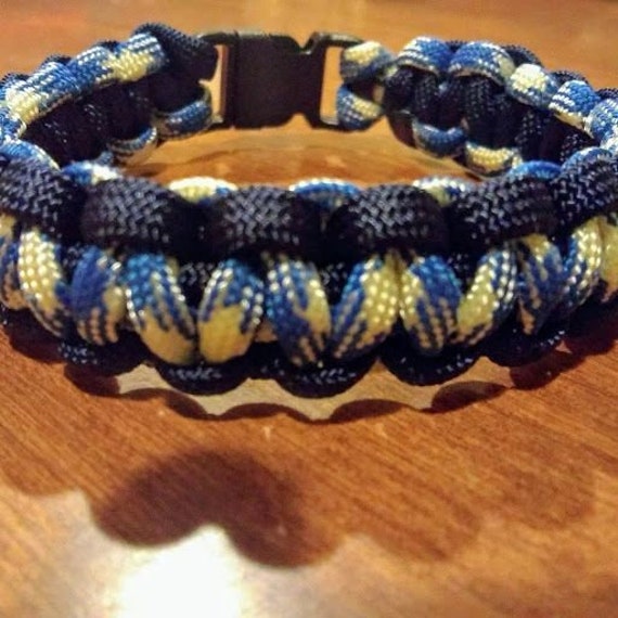 Wide Blue & Yellow Paracord Bracelet