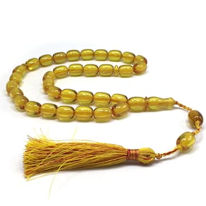 BIG Prayer Beads, Stress Beads, Worry Beads, Tesbih, Tasbih, Tasbeeh, Masbaha, Rosary, Subha (Yellow Bakelite 16X13 mm 33 Beads)