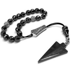 Greek KOMBOLOI, Rosary, Worry Beads, Anxiety Beads, Relaxing Beads, Stress Beads, Greek Gift (Hematite -8mm 21 Beads- & Zircon Design)