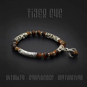 Pulsera de ojo de tigre garra de águila de nuevo estilo -6 mm cuentas- / pulsera de piedra preciosa / pulsera de curación / pulsera calmante (GRATIS MONEDRERO DE ORIGEN ÉTNICO)