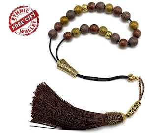 Greek Komboloi Worry Beads, Faceted Brown Hematite, Anxiety Relief