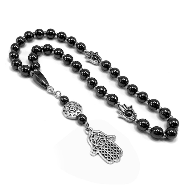 ALBATROSART - Hematite Stone POCKET Mala Prayer Beads  Mala Beads  Tibetan Mala Prayer Beads Meditation Beads Yoga 8mm diameter-27 beads