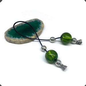 Greek KOMBOLOI, Greek Begleri, Rosary, Worry Beads, Anxiety Beads, Relaxing Beads, Stress Relief Relaxation (Green Lampwork -16 mm- Beads)