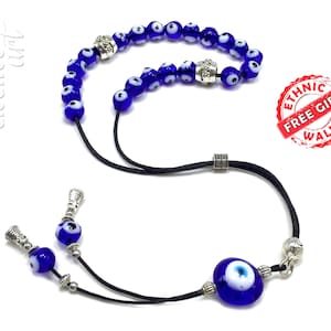 Greek KOMBOLOI, Rosary, Worry Beads, Anxiety Beads, Relaxing Beads, Stress Beads, Begleri, Greek Gift (Handmade Evil Eye 8 mm, 19 Beads)