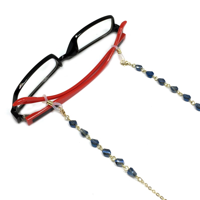 FREE Eyeglass Case Light Blue CRYSTAL Beaded Eyeglass Chain, Eyewear Retainer Eyeglass Strap Holder Eyeglass Necklace Women Eyeglass Chain image 2