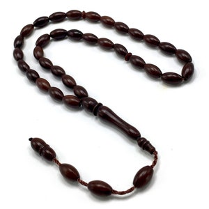 KUKA (Kokka) Muslim Tasbih, Worry Beads, Prayer Beads, Tesbih, Tasbeeh, Misbaha, Masbaha, Rosary, Muslim Beads (7x5 mm 33 Dark Brown Beads)