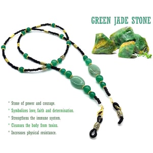 Eyeglass Chains, Eyewear Retainer, Eyeglass Strap Holder, Eyeglass Lanyard, Eyeglass Necklace, Women Eyeglass Chain GreenJade Beads Design afbeelding 1