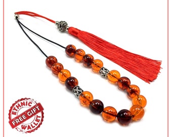 Greek KOMBOLOI, Rosary, Worry Beads, Anxiety Beads, Relaxing Beads, Stress Beads, Greek Gift (Rust Color Acrylic -13.5 mm 17- Big Beads)
