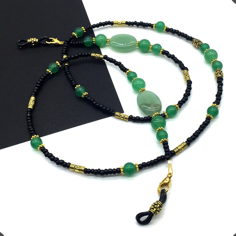 Eyeglass Chains, Eyewear Retainer, Eyeglass Strap Holder, Eyeglass Lanyard, Eyeglass Necklace, Women Eyeglass Chain GreenJade Beads Design afbeelding 7