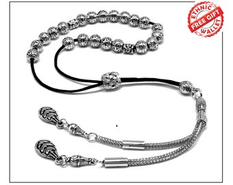 Greek Komboloi Rosary, Antique Silver Worry Beads, Stress Relief Gift