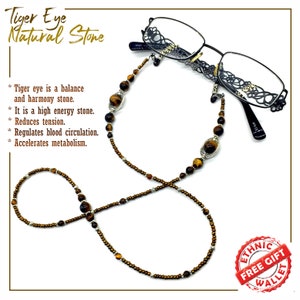 Eyeglass Chains, Eyewear Retainer, Eyeglass Strap Holder, Eyeglass Lanyard, Eyeglass Necklace, Women Eyeglass Chain (TigerEye Beaded Design)