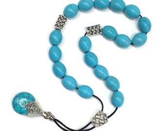 Turquoise Greek Komboloi Worry Beads, Rosary Relaxation
