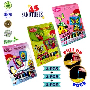 Kits de pintura em areia do Castelo Vermelho Pacotes de valor -3 pacotes juntos - Kits de pintura em areia para crianças, brinquedos educativos, atividades de arte em areia (SET2)