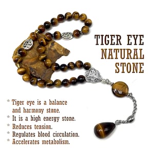 Tiger Eye Stone Muslim Prayer Beads, Tesbih, Muslim Tasbih, Tasbeeh, Misbaha, Masbaha, Subha, Sibha, Rosary, Worry Beads (8 mm 33 Beads)