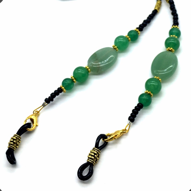 Eyeglass Chains, Eyewear Retainer, Eyeglass Strap Holder, Eyeglass Lanyard, Eyeglass Necklace, Women Eyeglass Chain GreenJade Beads Design afbeelding 6