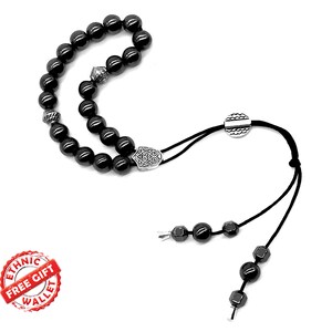 Greek KOMBOLOI, Greek Rosary Worry Beads, Anxiety Beads, Relaxing Beads, Stress Relief Relaxation, Kompoloi (Black Hematite 8 mm, 21 Beads)